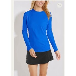 COOLIBAR Hightide Long Sleeve Swim Shirt Small Blue Rash Guard Beach Pool